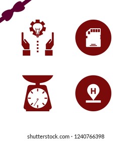 device icon. device vector icons set technology progress, memory card, hotel location and kitchen scale
