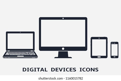 Device icons - desktop computer, laptop, smart phone and tablet