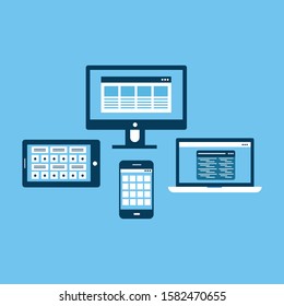 Device icons - desktop computer, laptop, smart phone and tablet