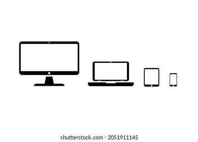 Iconos del dispositivo: computadoras de escritorio, , laptops, tablets y smartphones. Ilustración de vector de diseño web de respuesta.