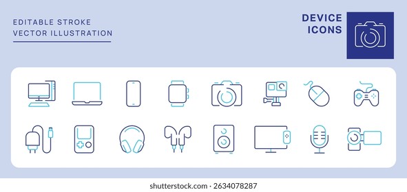 Device Icons. Editable Stroke. Set of thin line icons symbol collection.