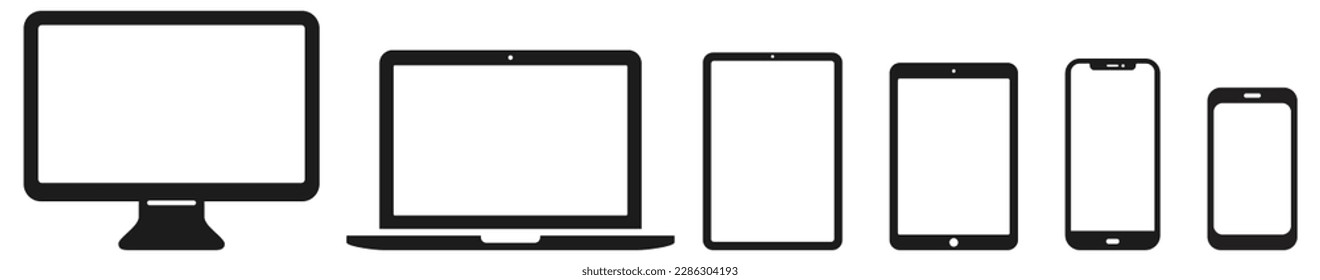 Device icons. Laptop computer smartphone tablet simple icons set. Vector illustration