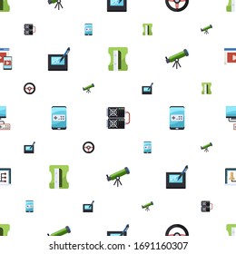 device icons pattern seamless. Included editable flat Sharpener, mining farm, Race game, electronic signature, Mobile game, Astronomy, Video games icons. device icons for web and mobile.
