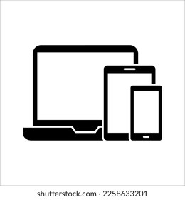 Device Icons of responsive design for presentation, smartphone, tablet, laptop and desktop computer. Vector illustration on white background