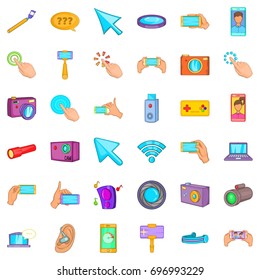 Device icons set. Cartoon style of 36 device vector icons for web isolated on white background