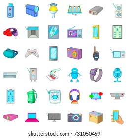 Device icons set. Cartoon style of 36 device vector icons for web isolated on white background