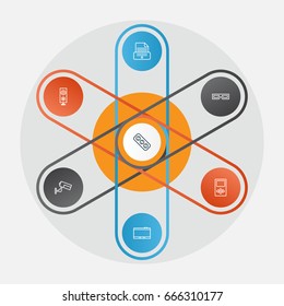 Device Icons Set. Collection Of Print Device, Spectacles And Other Elements. Also Includes Symbols Such As Cord, Surveillance, Mp3.