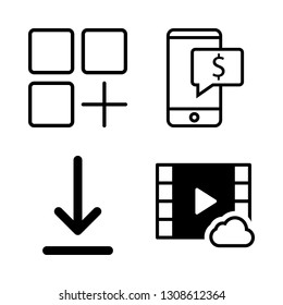 device icons set with smartphone, app and video player vector set