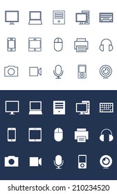 Device Icons set for toolbar in flat and line style
