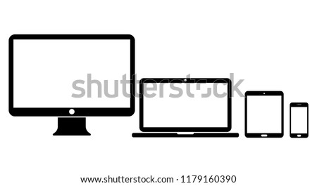 Device icons: smart phone, tablet, laptop and computer. Vector illustration. EPS10