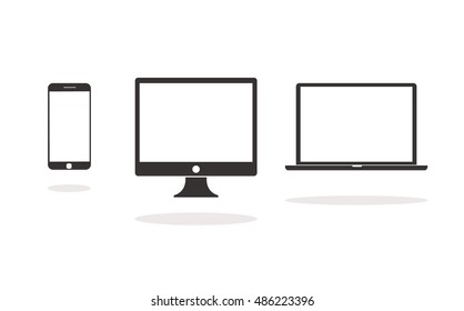 Device Icons: smartphone, desktop computer and laptop
