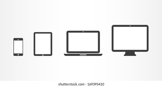 Device Icons: smartphone, tablet, laptop and desktop computer