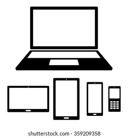 Device Icons: smartphone, tablet,  laptop, phone
