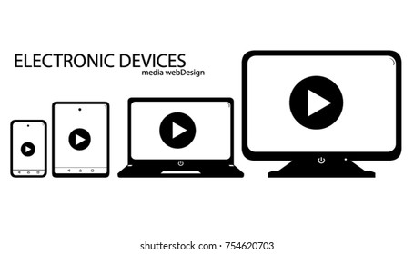 Device icons smartphone, tablet, laptop and desktop computer - Electronic device set