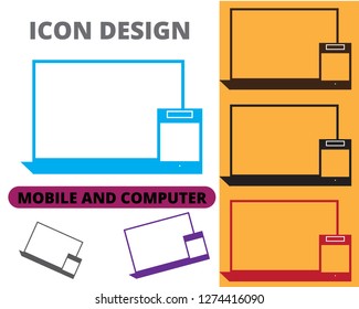 
Device Icons vector illustration of digital concept for presentation - technology smartphone and monitor
