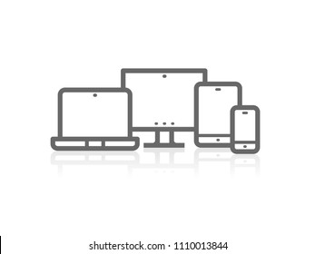 Device Icons vector illustration of responsive design for presentation on white background