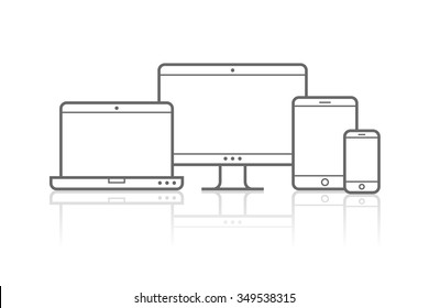 Device Icons vector illustration of responsive design for presentation