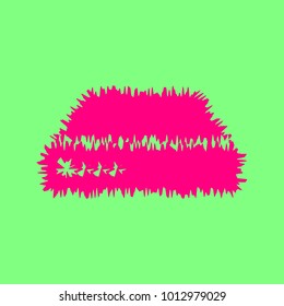 Device with indicator. Vector. Magenta rough icon on greenish background. Isolated.