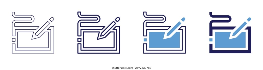 Device interaction icon in 4 different styles. Thin Line, Line, Bold Line, Duotone. Duotone style. Editable stroke.