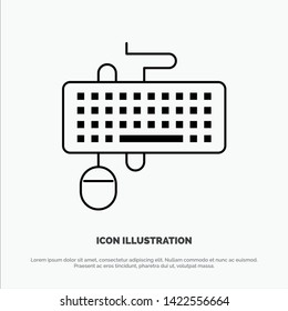 Device, Interface, Keyboard, Mouse, Obsolete Line Icon Vector