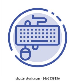 Device, Interface, Keyboard, Mouse, Obsolete Blue Dotted Line Line Icon. Vector Icon Template background