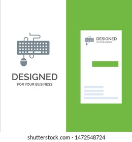 Device, Interface, Keyboard, Mouse, Obsolete Grey Logo Design and Business Card Template