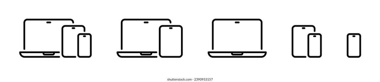 Device line icon set. Electronic devices and gadgets collection. Laptop martphoneand tablet sumbol collection