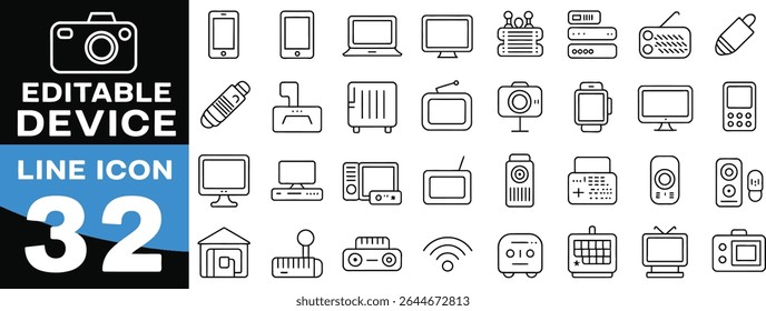 Device line icons isolated on white background