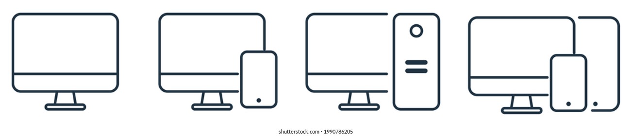  Device line icons. vector linear icon set.