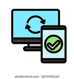 Device Link outline color, mini illustration icon. use for modern concept, print, UI, UX kit, web and app development. Vector related to remote working, work from home.