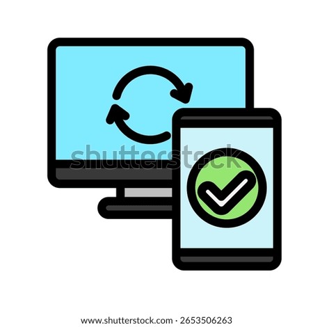 Device Link outline color, mini illustration icon. use for modern concept, print, UI, UX kit, web and app development. Vector related to remote working, work from home.
