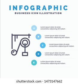 Device, Machine, Science, Science Machine Line icon with 5 steps presentation infographics Background