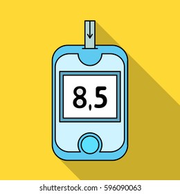 A device for measuring the level of blood sugar.Equipping the patient with diabetes.Diabetes single icon in flat style vector symbol stock illustration.