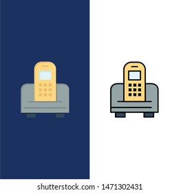 Device, Mobile, Cell, Hardware  Icons. Flat and Line Filled Icon Set Vector Blue Background. Vector Icon Template background