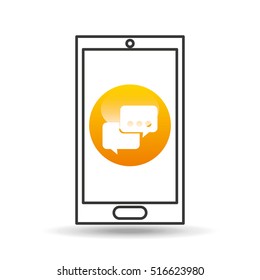 device mobile icon bubble speech social media graphic vector illustration eps 10