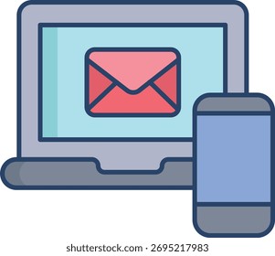 device mobile linear color icon design