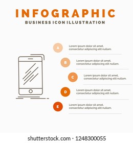 Device, mobile, phone, smartphone, telephone Infographics Template for Website and Presentation. Line Gray icon with Orange infographic style vector illustration