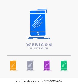 Device, mobile, phone, smartphone, telephone 5 Color Glyph Web Icon Template isolated on white. Vector illustration