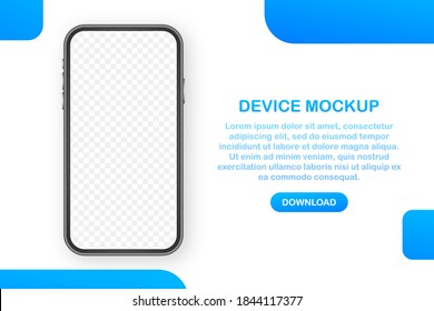Device mockup banner. Smartphone UI UX design interface. Blank screen for media sale promotion. Vector stock illustration.	