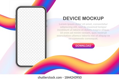 Device mockup banner. Smartphone UI UX design interface. Blank screen for media sale promotion. Vector stock illustration