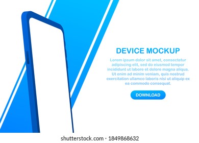 Device mockup banner. Smartphone UI UX design interface. Blank screen for media sale promotion. Vector stock illustration.