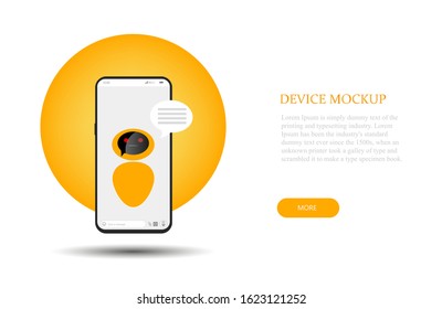 Device mockup, Chat bot, technology vector illustration