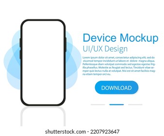 Device Mockup descarga la aplicación para tu teléfono haciendo clic en el botón de descarga. Ilustración del vector