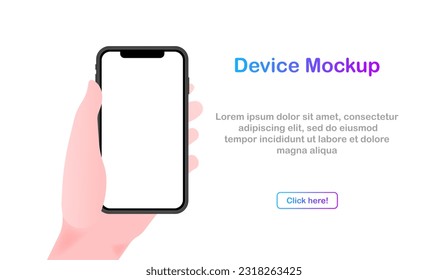 Device mockup. Flat, color, smartphone mockup, iPhone mockup. Vector illustration.