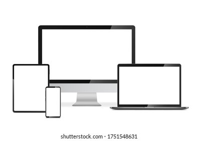 Device Mock-up isometric perspective view. Template for infographics or presentation UI design interface. vector illustration.