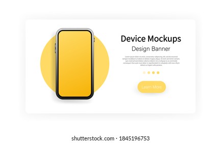 Device mockups banner. Smartphone blank screen, phone mockup. Template for infographics or presentation UI design interface. Vector on isolated white background. EPS 10