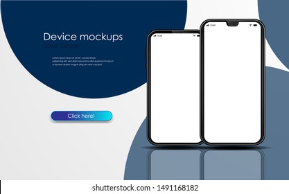 Device mockups.  Smartphone frame , blank screen. Template for infographics or presentation UI design interface.