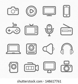 device and multimedia symbol line icon on white background vector illustration