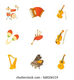 Device for music icons set. Cartoon illustration of 9 device for music vector icons for web