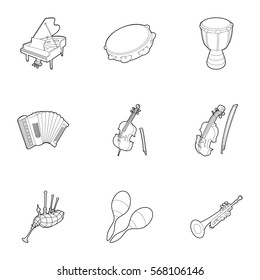Device for music icons set. Outline illustration of 9 device for music vector icons for web